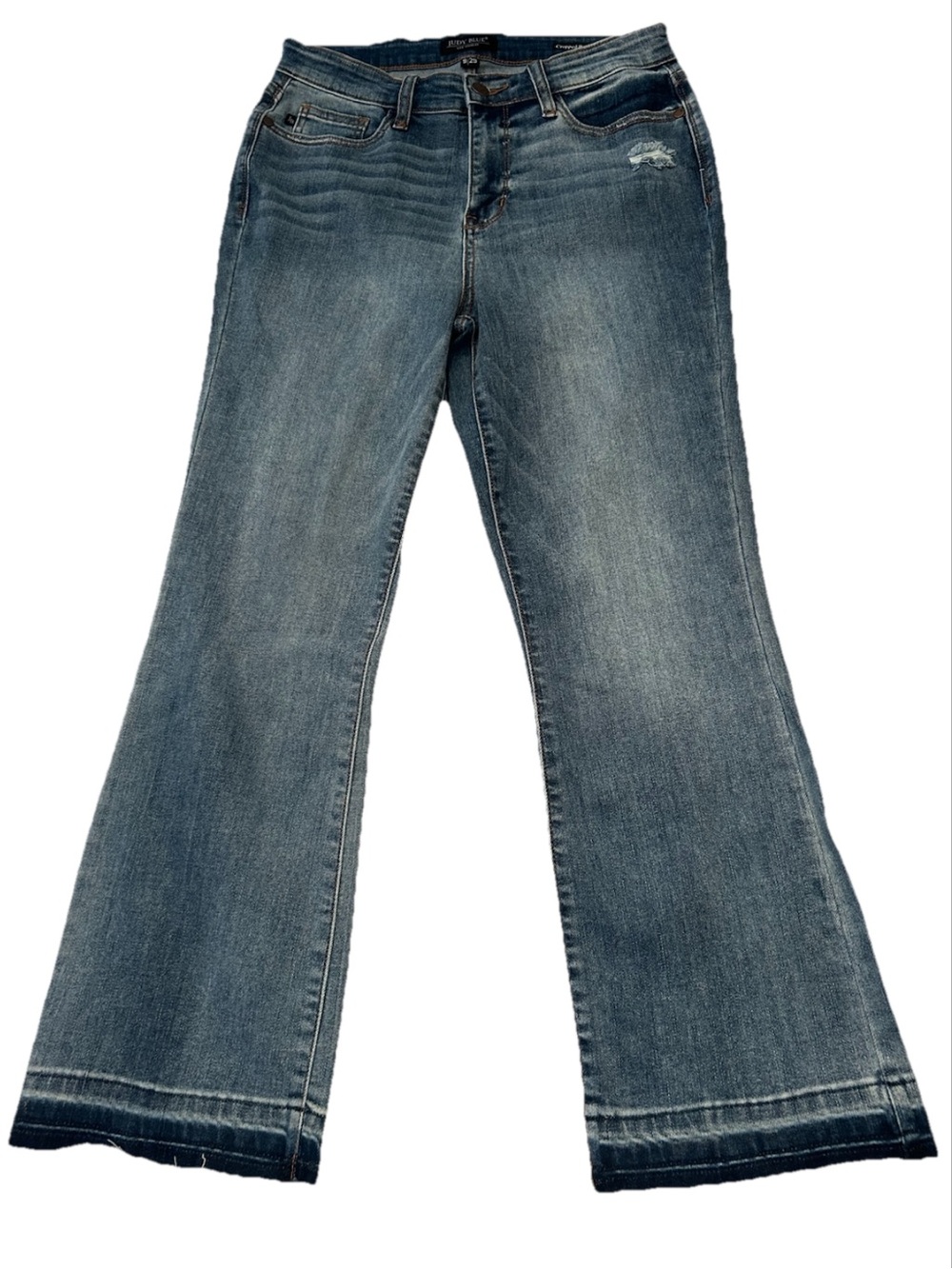 Judy Blue Cropped Boot Leg Stretch Frayed Hem Faded Jeans Women’s Size 9/29